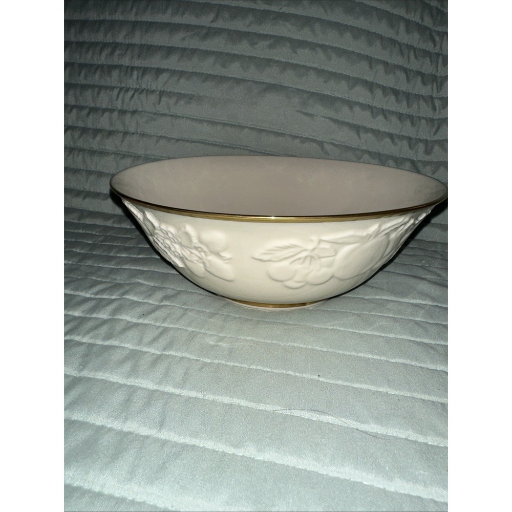 Lenox "FRUITS OF LIFE"  Round Serving Bowl ~ 24k Gold Trim ~ 9" x 4" Deep